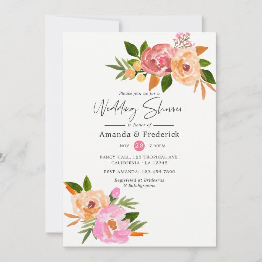 Invitation Wedding shower floral de printemps (Devant)