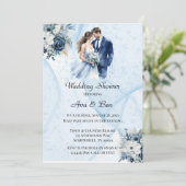 Invitation Wedding shower floral d'encre d'alcool poussiéreus (Debout devant)