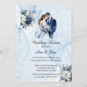 Invitation Wedding shower floral d'encre d'alcool poussiéreus (Devant / Derrière)