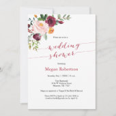 Invitation Wedding shower floral du Marsala rouge de Bourgogn (Devant)