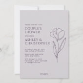 Invitation Wedding shower floral moderne tiré foncé violet fo (Devant)
