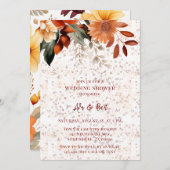 Invitation Wedding shower Floral Orange Bourgogne (Devant / Derrière)