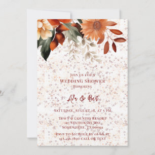 Invitation Wedding shower Floral Orange Bourgogne