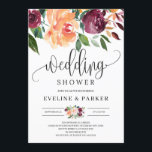 Invitation Wedding shower floral orange vif<br><div class="desc">Wedding shower floral orange bordeaux invitation,  Contactez-moi pour les articles correspondants ou pour la personnalisation,  Roses blush ©</div>