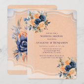 Invitation Wedding shower floral peint de la marine (Devant / Derrière)