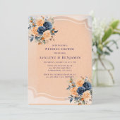 Invitation Wedding shower floral peint de la marine (Debout devant)
