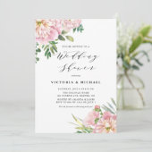 Invitation Wedding shower Floral Rose couleur rose pâle (Debout devant)