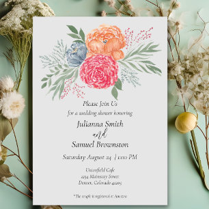 Invitation Wedding shower florale d'aquarelle mode