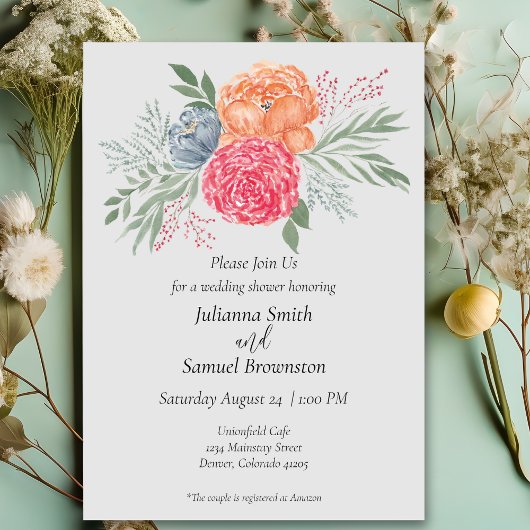 Invitation Wedding shower florale d'aquarelle mode