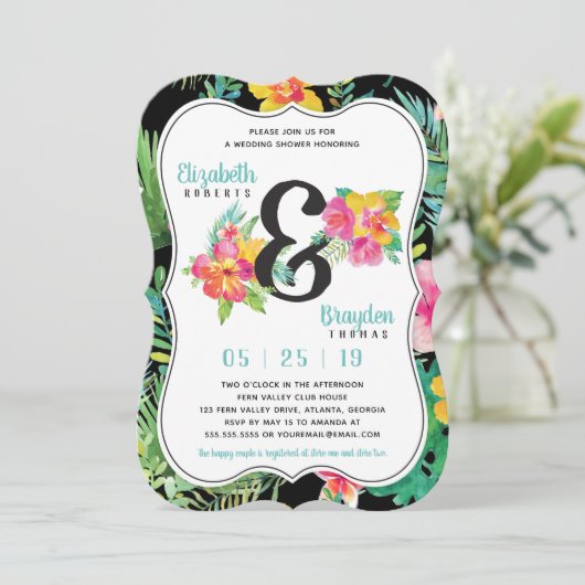 Invitation Wedding shower florale, Tropical (Debout devant)