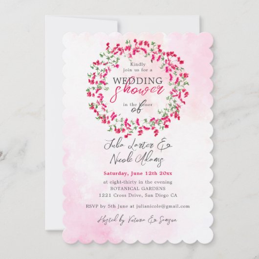 Invitation Wedding shower forestier tropical des Bougainvilli (Devant)
