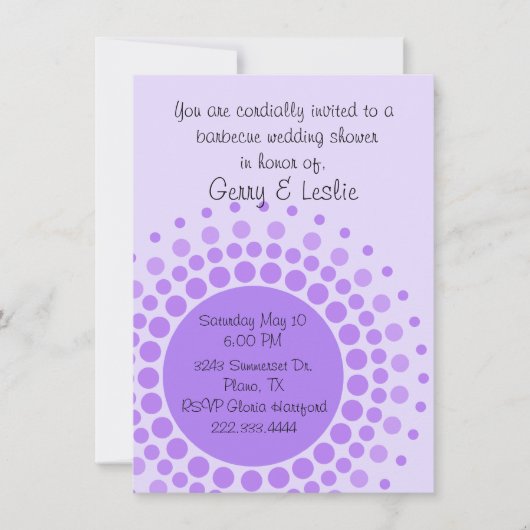 Invitation Wedding shower Fun Purple Dots (Devant)