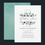 Invitation Wedding shower géométrique Eucalyptus<br><div class="desc">Vert eucalyptus géométrique tendance et fleurs de pavot dans les tons pastel wedding shower invitation avec cadre géométrique or et lave à l'aquarelle menthe inverse.</div>
