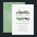 Invitation Wedding shower géométrique Succulent aquarelle<br><div class="desc">Invitation wedding shower succulente tendance avec sauge vert aquarelle lavage inverse.</div>