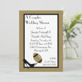 Invitation Wedding shower Gold & Black Football (Debout devant)