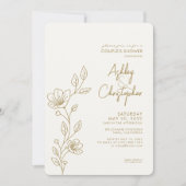 Invitation Wedding shower Gold Outline moderne (Devant)