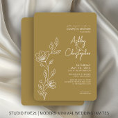 Invitation Wedding shower Gold Outline moderne