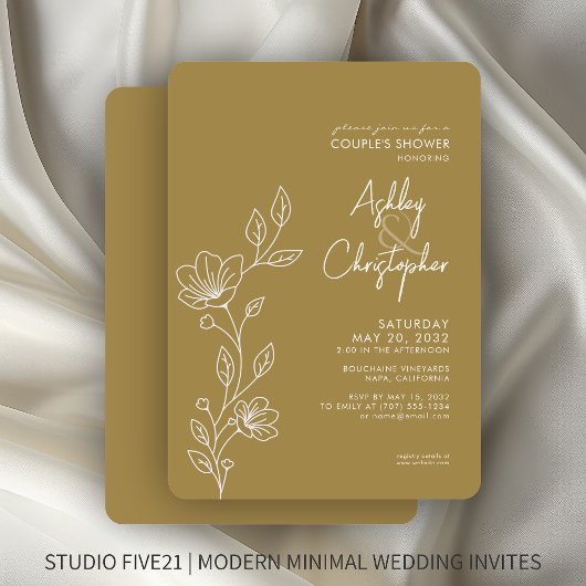 Invitation Wedding shower Gold Outline moderne