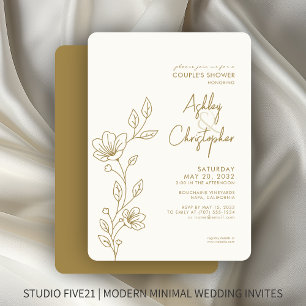 Invitation Wedding shower Gold Outline moderne