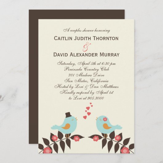 Invitation Wedding shower Inséparable (Devant / Derrière)