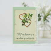 Invitation Wedding shower, Lily of the Valley Gold Hearts (Debout devant)
