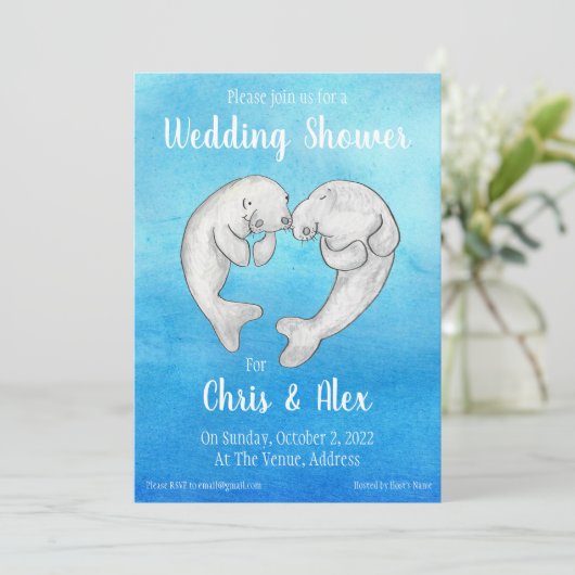 Invitation wedding shower Manatees (Debout devant)