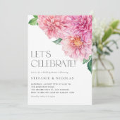 Invitation Wedding shower Mariage Aquarelle rose Dahlia (Debout devant)