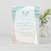 Invitation Wedding shower | Mariage moderne de Monogram Beach (Debout devant)