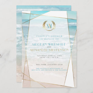 Invitation Wedding shower   Mariage moderne de Monogram Beach