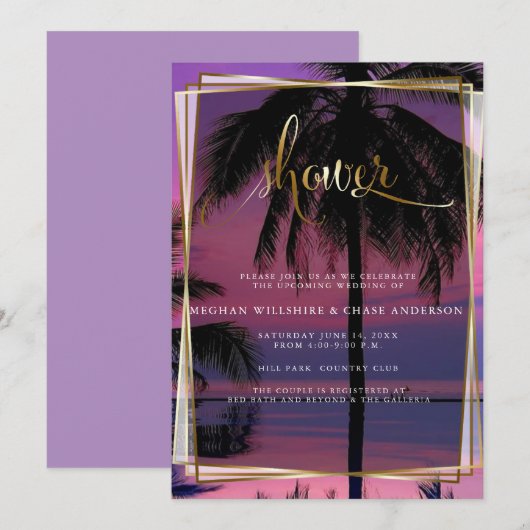 Invitation Wedding shower | Mariage nocturne tropicale exotiq (Devant / Derrière)