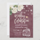 Invitation Wedding shower Mason Jar Hydrangea Lumières Bourgo (Devant)