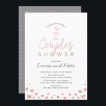 Invitation Wedding shower Mason Jar, Rose Gold & Grey Couples<br><div class="desc">Célébrez votre journée spéciale avec ce modèle d'invitation mignon et élégant dispose de coeurs mignons et pot Mason avec une texture parties scintillant or.</div>