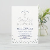 Invitation Wedding shower Mason Jar, Silver & Navy Couples (Debout devant)