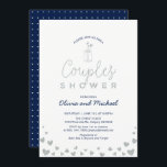 Invitation Wedding shower Mason Jar, Silver & Navy Couples<br><div class="desc">Célébrez votre journée spéciale avec ce modèle d'invitation tout simplement élégant dispose de coeurs mignons et pot Mason avec la texture de parties scintillant argent.</div>
