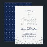 Invitation Wedding shower Mason Jar, Silver & Navy Couples<br><div class="desc">Célébrez votre journée spéciale avec ce modèle d'invitation tout simplement élégant dispose de coeurs mignons et pot Mason avec la texture de parties scintillant argent.</div>