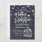 Invitation Wedding shower Mason Jar String Light Floral Linen (Devant)