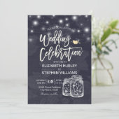 Invitation Wedding shower Mason Jar String Light Floral Linen (Debout devant)