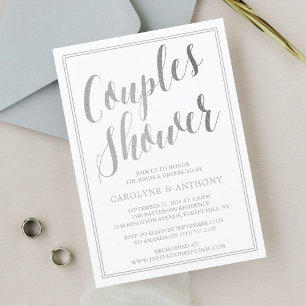 Invitation Wedding shower moderne à effet d'huile d'argent Co