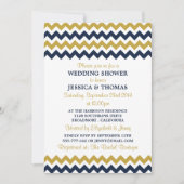 Invitation Wedding shower moderne Navy & Gold Chevron (Devant)
