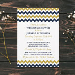 Invitation Wedding shower moderne Navy & Gold Chevron<br><div class="desc">Invitations de Wedding showers de la Marine et de l'Or modernes</div>