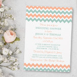 Invitation Wedding shower moderne Peach & Mint Chevron<br><div class="desc">Invitations de Wedding showers modernes Peach & Mint Chevron</div>