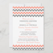 Invitation Wedding shower moderne rose et gris Chevron (Devant)