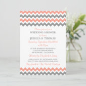 Invitation Wedding shower moderne rose et gris Chevron (Debout devant)
