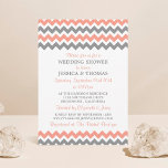 Invitation Wedding shower moderne rose et gris Chevron<br><div class="desc">Invitations de Wedding shower moderne rose et gris Chevron</div>