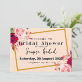 Invitation Wedding shower moderne rose rouge (Debout devant)