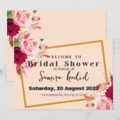 Invitation Wedding shower moderne rose rouge (Devant / Derrière)