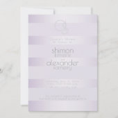 Invitation Wedding shower | Monogramme Lilac Shimmer Stripes (Devant)