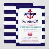Invitation Wedding shower nautique Ancres d'invitation Aweigh (Devant / Derrière)