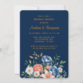 Invitation Wedding shower Navy Blue and Orange Peony (Devant)