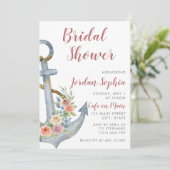 Invitation Wedding shower nuptial Ancre nautique (Debout devant)